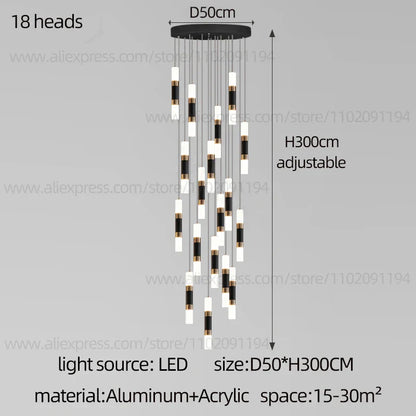 DecorBites™ LED Staircase Chandelier: Modern Duplex Home Lighting for Architectural Decoration