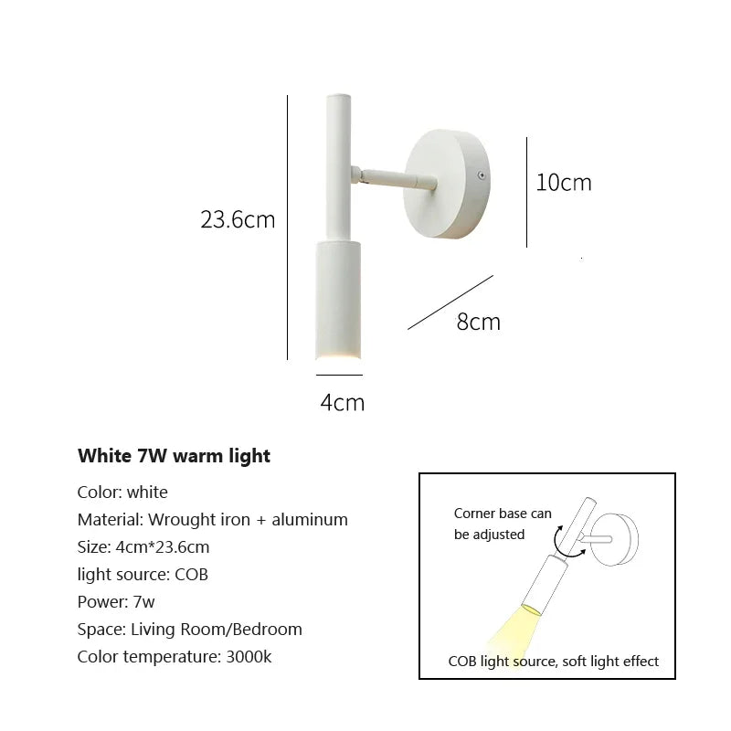 DecorBites™ LED Wall Lamp Reading Light Adjustable Rotation Bedroom Spotlight