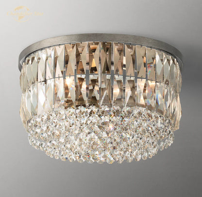 DecorBites™ Crystal Flushmount Ceiling Light: Modern Round Bedroom Dining Room Indoor Lamp