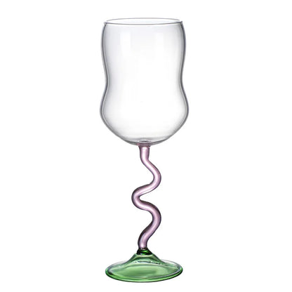DecorBites™ Deluxe 12oz Colored Wine Glass Twister Stem Cup - Heat Resistant Retro Design