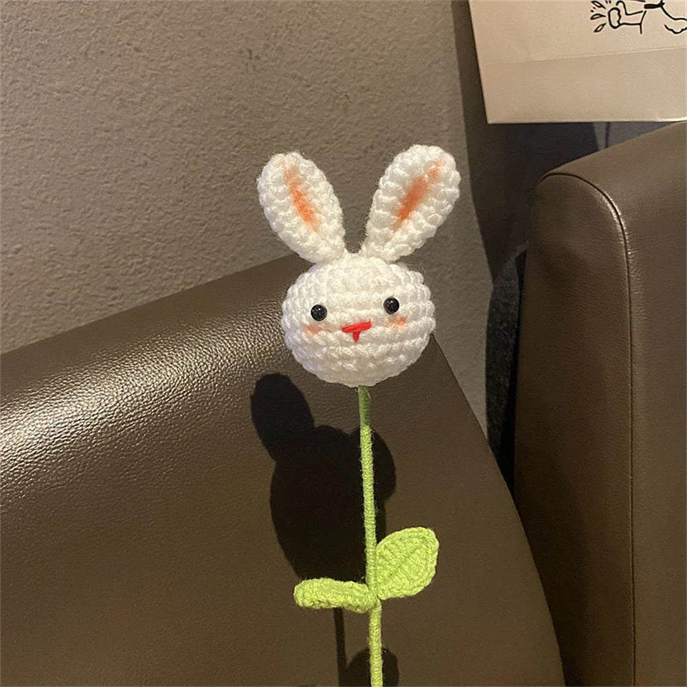 Ramo de Girasol y Conejo Tejido Decorbites™: Decoración para el Hogar y Regalo Hecho a Mano en Ganchillo DIY