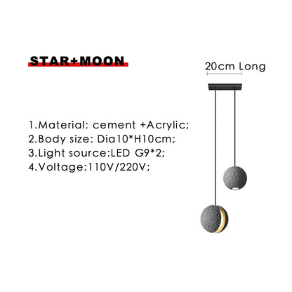 DecorBites™ Industrial Cement Pendant Lights - Retro Moon Star Chandelier Fixture