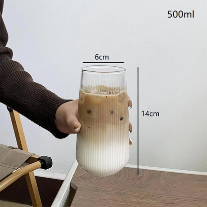 DecorBites™ Clear Glass Coffee Cups Set of 6 - Heat-Resistant Vertical Design for Various Drinks