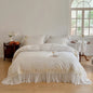 Decobites French Rose Flowers Lace Wedding Bedding Set with Ruffles