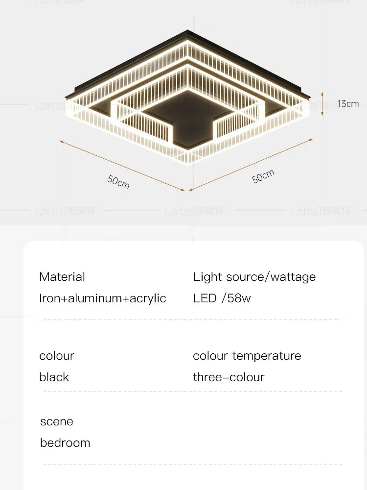 Lámpara de techo tipo araña LED negra DecorBites™ de acrílico: Iluminación moderna y lujosa para el hogar y la oficina
