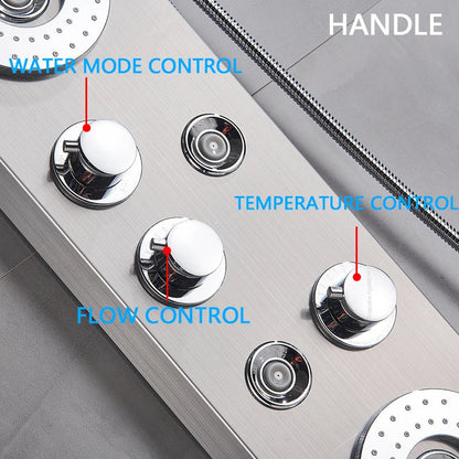 DecorBites™ LED Shower Panel Column Faucet with Rainfall Waterfall, Back Jet, Mixer Tap