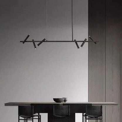 DecorBites™ Black LED Spot Chandelier: Modern Minimalist Rotatable Hanging Lamp for Home Decor