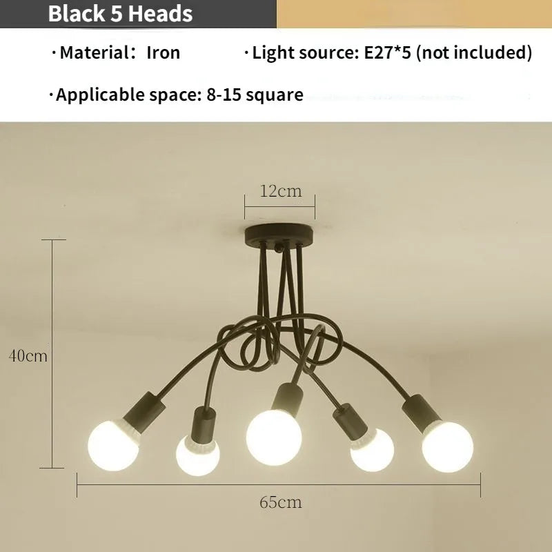 DecorBites™ Gold Black Sputnik Chandelier Pendant Light for Living Room Bedroom Farmhouse