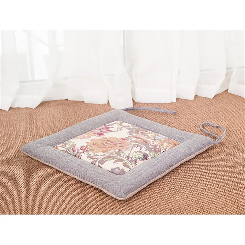 DecorBites™ Linen Seat Cushion: Comfortable Non-slip Chair Pad with Strap