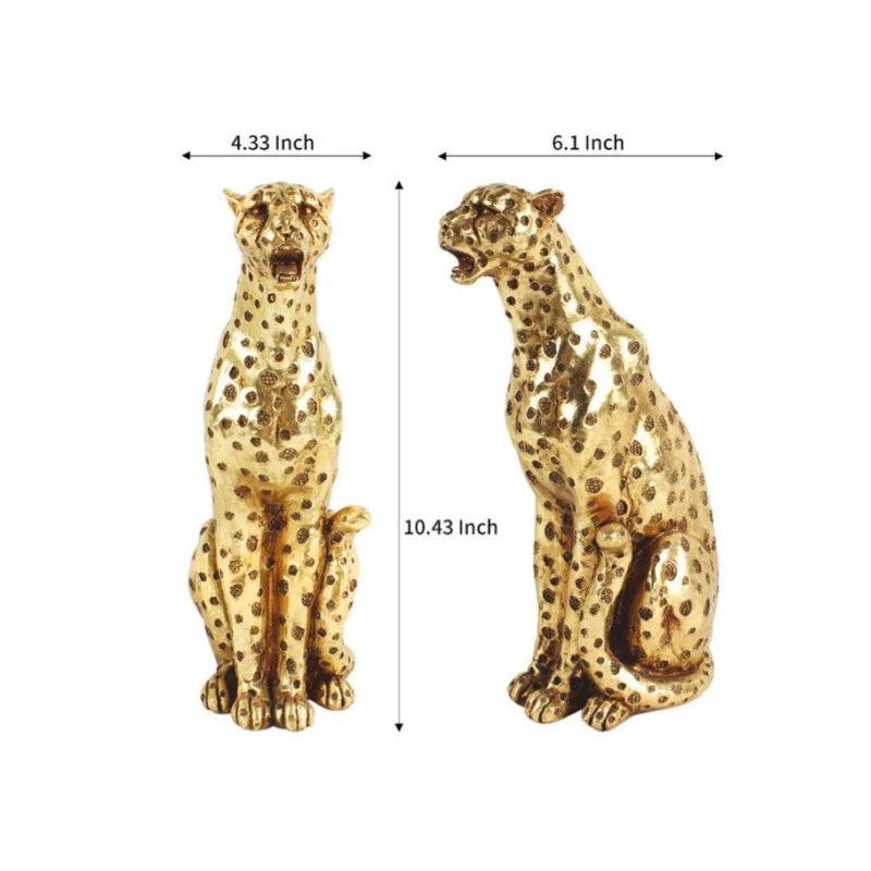 DecorBites™ Golden Leopard Cheetah Resin Animal Sculpture Figurine