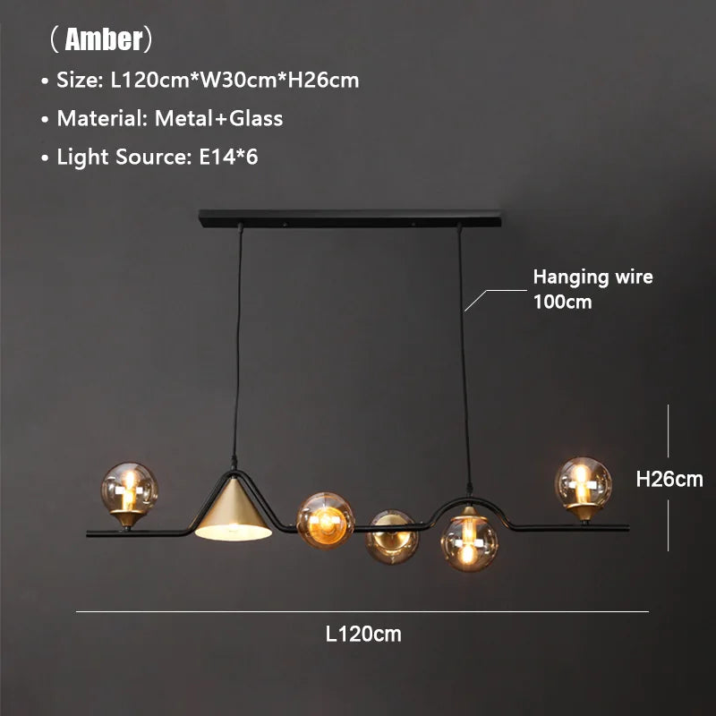 ثريا LED فاخرة من DecorBites™ باللون الأسود الذهبي من الزجاج