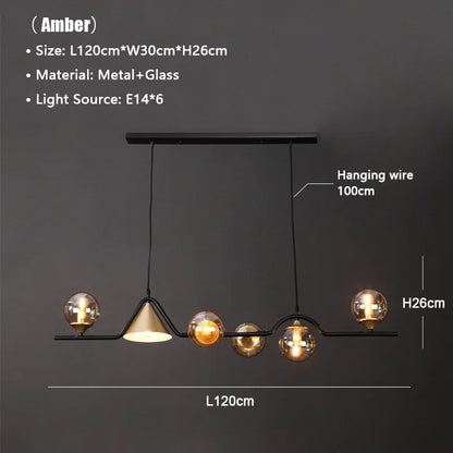 ثريا LED فاخرة من DecorBites™ باللون الأسود الذهبي من الزجاج