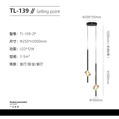 Lámparas colgantes de cristal DecorBites™ para dormitorio, iluminación LED moderna y minimalista para interiores