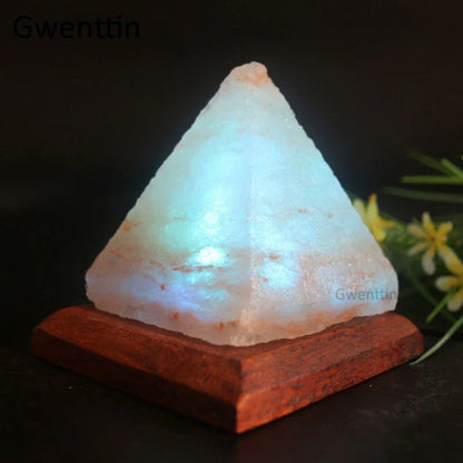 DecorBites™ Crystal USB Salt Lamp Hand Carved Triangle Purifier Night Light