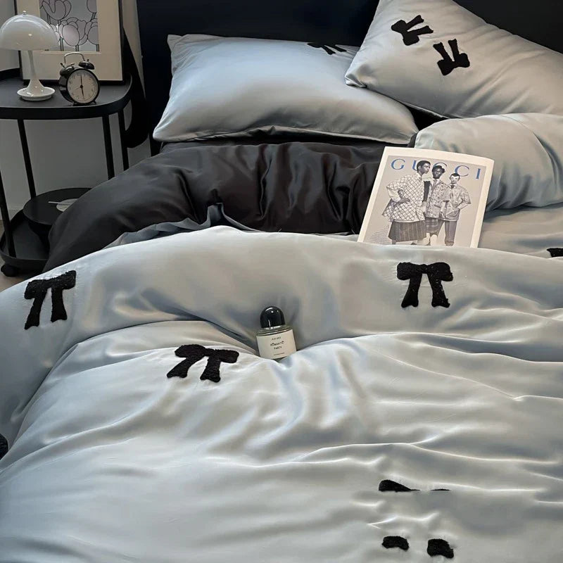 DecorBites™ Butterfly Embroidered Ice Silk Bedding Sets - Cooling Duvet Cover Kit