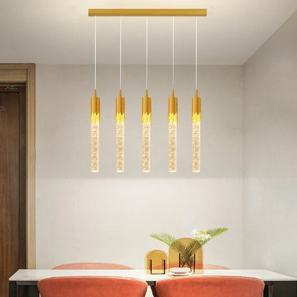 DecorBites™ Gold Crystal LED Chandelier: Modern Dining Room Lamps, Hanging Kitchen Ceiling Light