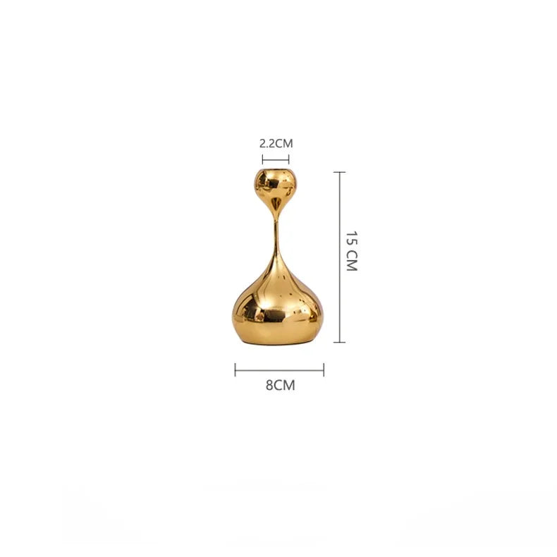 Sostenedor de velas en forma de gota de agua geométrica dorada Decorbites™ para escritorio, almacenamiento, centros de mesa para bodas