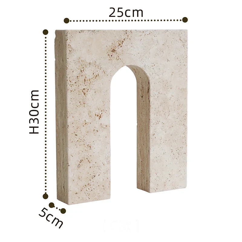 DecorBites™ Archway Shape Travertine Sculpture Figurine Statue for Home Decor