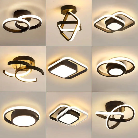 Nordic Indoor LED Ceiling Lamps for Corridor Balcony Aisle Black White LED Ceiling Lights lampada Interior Lighting AC85-265V