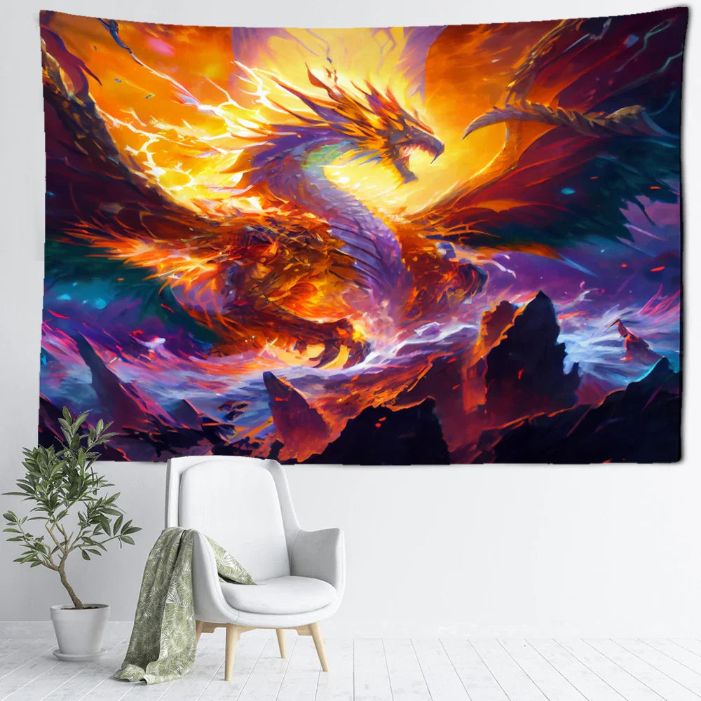 Decobites Mysterious Witchcraft Dragon Tapestry Wall Hanging Home Decor