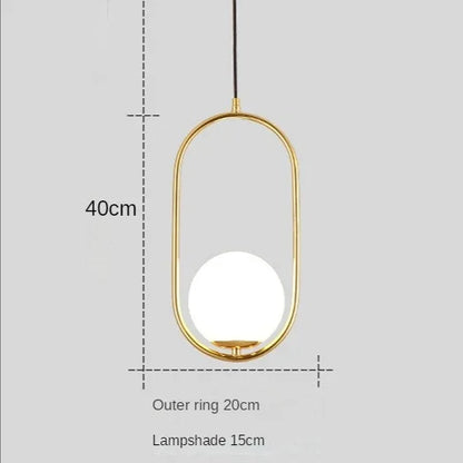 DecorBites™ Gold Ring Glass Ball Pendant Light Fixture for Bedroom Living Room.