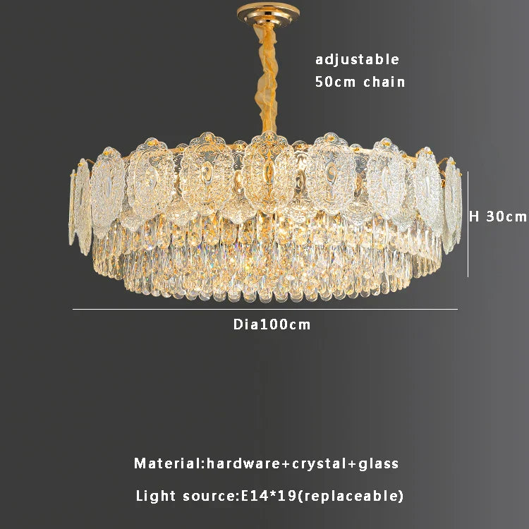 Lámpara de mesa de comedor de cristal dorado Decorbites™ | Luces de colgante de cristal redondo moderno