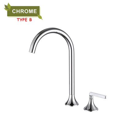 DecorBites™ Brass Basin Faucet Brushed Gold Double Bracket Two Holes Hot Cold Mixer