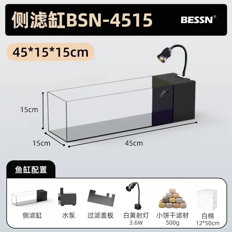 DecorBites™ Betta Fish Tank, Acrylic Aquarium Bowl with Top Filtration System