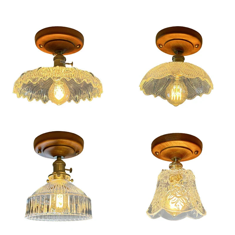 DecorBites™ LED Glass Wood Ceiling Light Modern Plafondlamp for Living Room