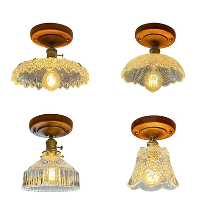 DecorBites™ LED Glass Wood Ceiling Light Modern Plafondlamp for Living Room