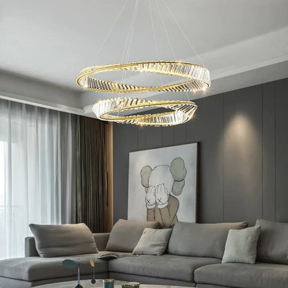 DecorBites™ Gold LED Crystal Pendant Chandelier for Luxury Living Dining Room LightingDécor
