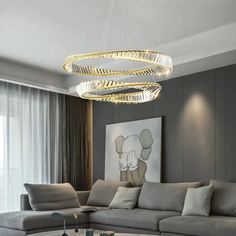Chandelier de Colgante de Cristal LED Oro Decorbites™ para Iluminación y Decoración de Lujo en Sala de Estar y Comedor