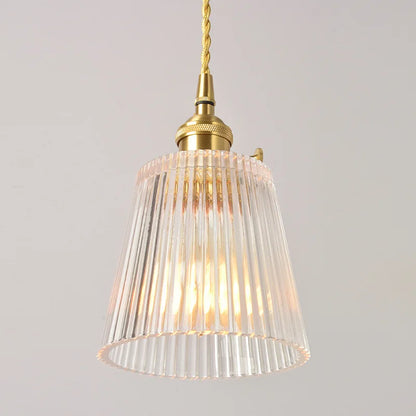 Vintage Nordic Striped Glass Pendant Light