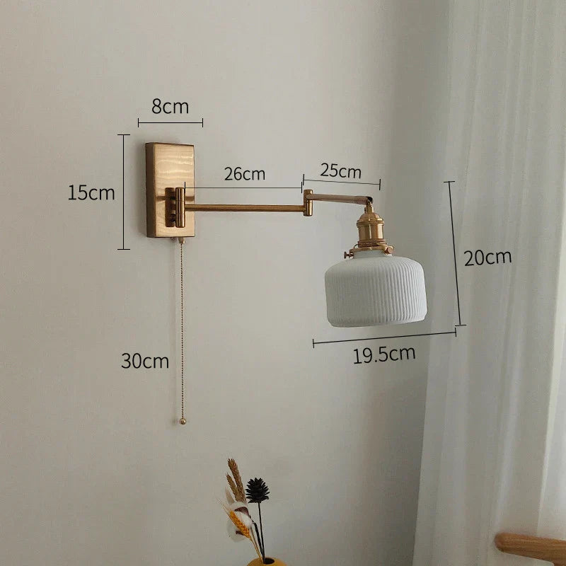 DecorBites™ Brass Swing Arm Wall Sconce Creamic Wall Lights