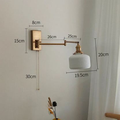 DecorBites™ Brass Swing Arm Wall Sconce Creamic Wall Lights