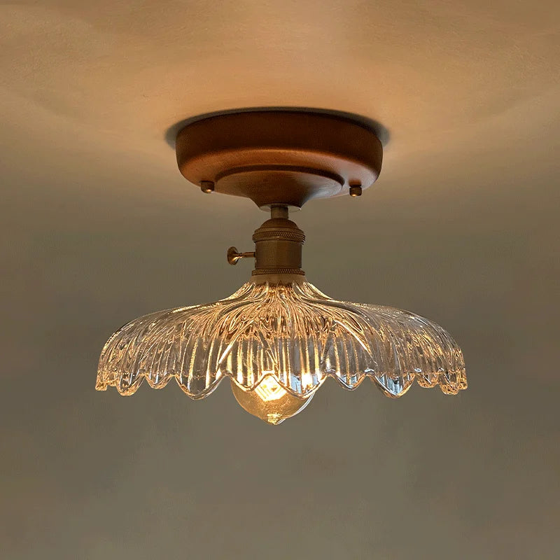 DecorBites™ LED Glass Wood Ceiling Light Modern Plafondlamp for Living Room