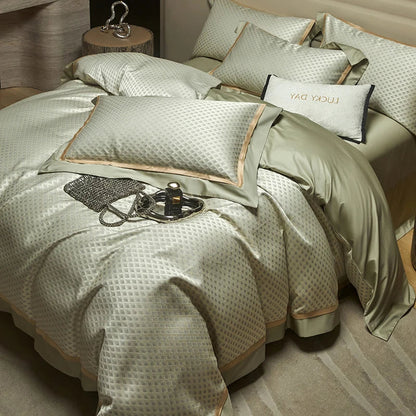 Decobites Luxury Yarn-dyed Jacquard Bedding Set: Duvet, Sheet, Pillowcases