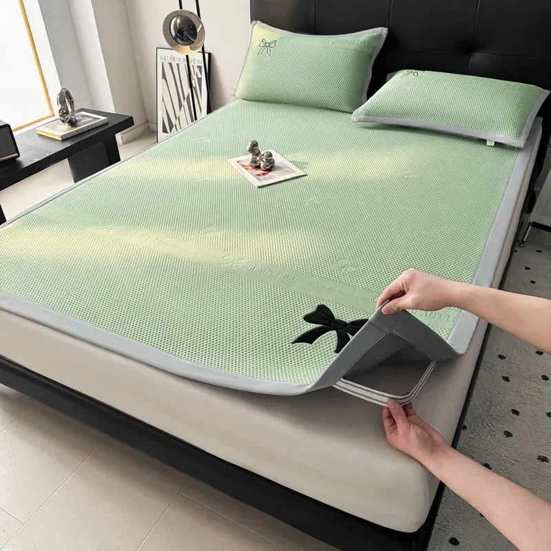 DecorBites™ Butterfly Knot Jacquard Ice Bean Cool Mat 2Pcs Set - Soft, Breathable Summer Cushion