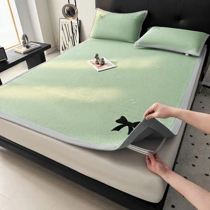 DecorBites™ Butterfly Knot Jacquard Ice Bean Cool Mat 2Pcs Set - Soft, Breathable Summer Cushion