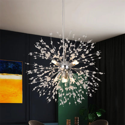 DecorBites™ Dandelion Chandelier 8-Light Sputnik Pendant Light Gold/Silver Living Room Fixture