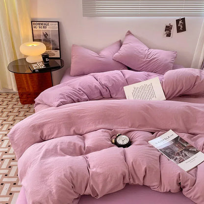 DecorBites™ Cotton Bedding Set: Soft Duvet Sheets, Pillowcases, Comforter Set - All Seasons Comfort