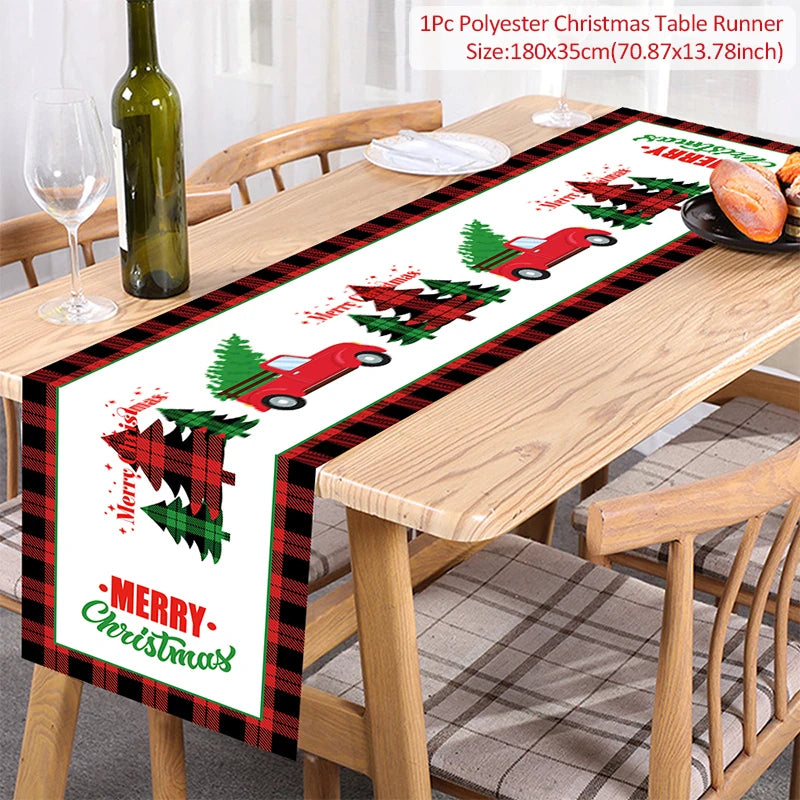 Christmas Table Runner Merry Christmas Decoration for Home Tablecloth Cover Xmas Ornament Navidad Noel Gifts New Year Party 2023