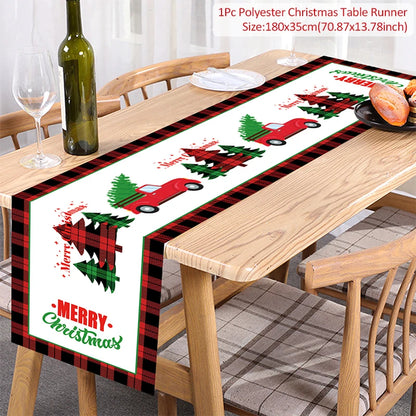 Christmas Table Runner Merry Christmas Decoration for Home Tablecloth Cover Xmas Ornament Navidad Noel Gifts New Year Party 2023