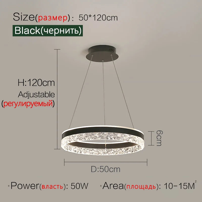 DecorBites™ Crystal Ring LED Pendant Light - Modern Home Lighting for Bedroom and Restaurant