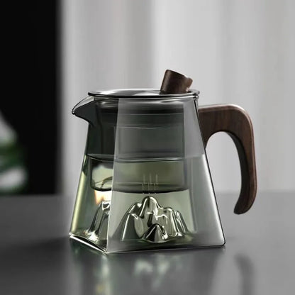 Tetera de vidrio DecorBites™ con infusor, tetera para té de hierbas y flores, filtro cuadrado transparente