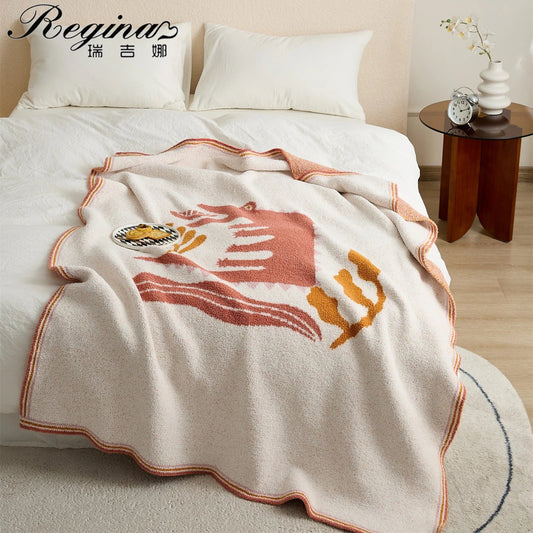 DecorBites™ Kawaii Crocodile Pattern Throw Blanket