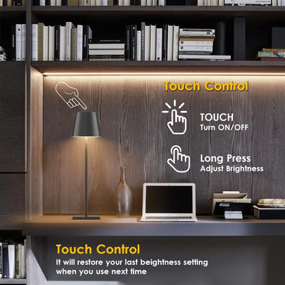 مصباح طاولة فسيفساء LED لاسلكي من DecorBites™ مع شاحن لاسلكي وخافت إضاءة يعمل باللمس