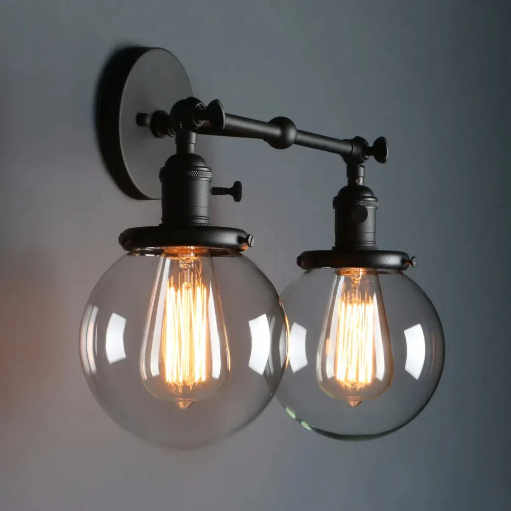 Decorbites™ Doppelt-Kugelkopf-Globus-Glas-Wandleuchte, moderne vintage Innenbeleuchtung