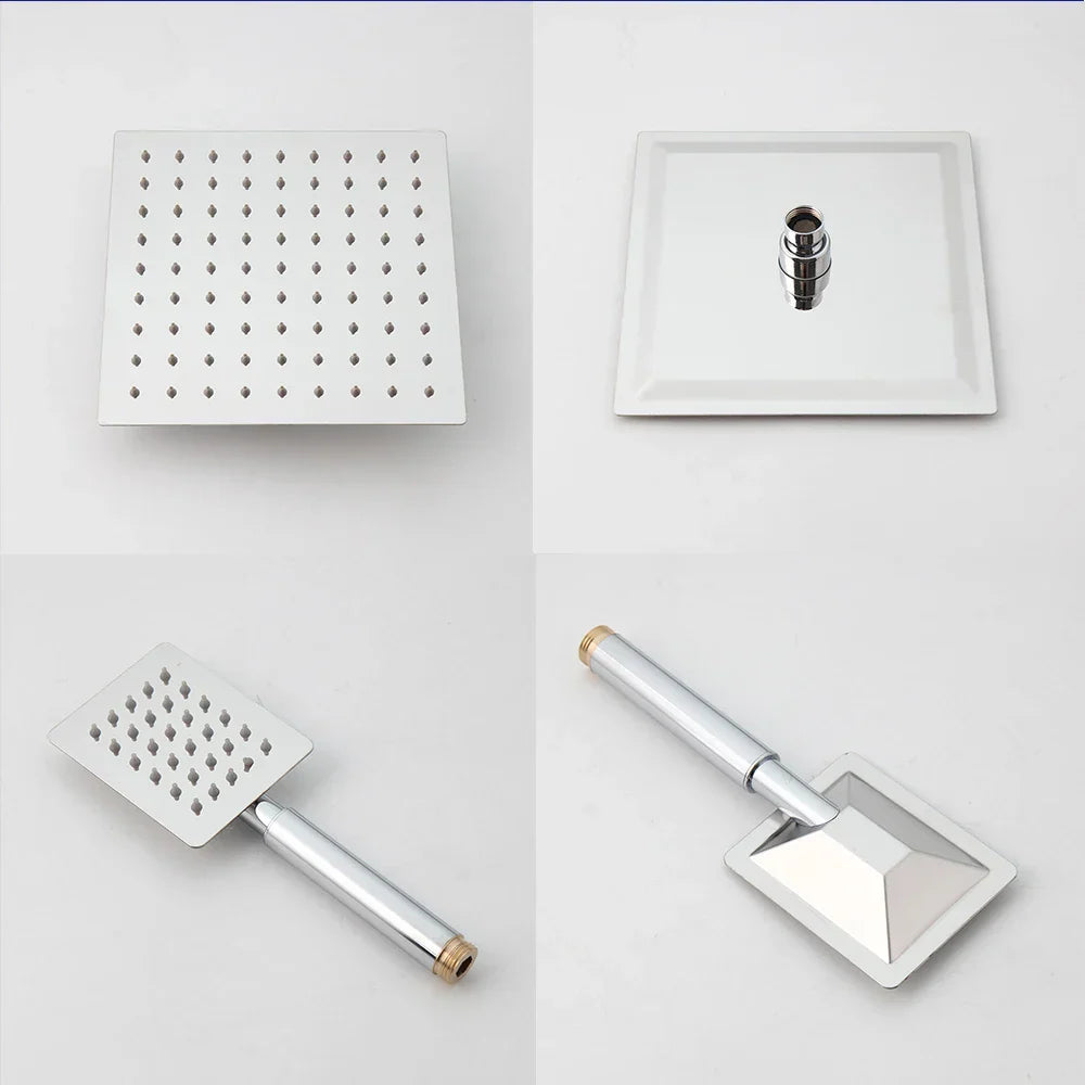 مجموعة دش الحمام DecorBites™ مقاس 8 بوصات من الكروم مع ارتفاع قابل للتعديل وصنبور محمول باليد