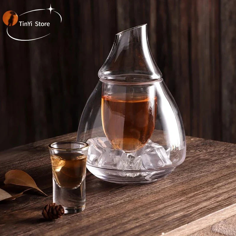 DecorBites™ Glass Wine Pot Transparent Sake Ice Jug Decanter Whiskey Dispenser